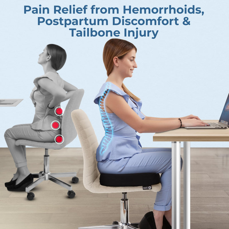 [Australia] - 5 STARS UNITED Donut Pillow Hemorrhoid Tailbone Cushion – Large Cushion for Pain Relief – Coccyx, Prostate, Sciatica, Pelvic Floor, Pressure Sores, Pregnancy, Postpartum Recovery, Black 