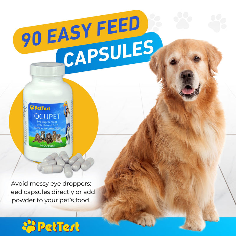 Ocupet Advanced Vision and Eye Health Supplement for Medium to Large Dogs Packed with Natural B12, Grape Seed Extract and Lutein to Support Pets with Diabetes or Eye Related Conditions-90 Capsules Medium-Large_Dogs - PawsPlanet Australia