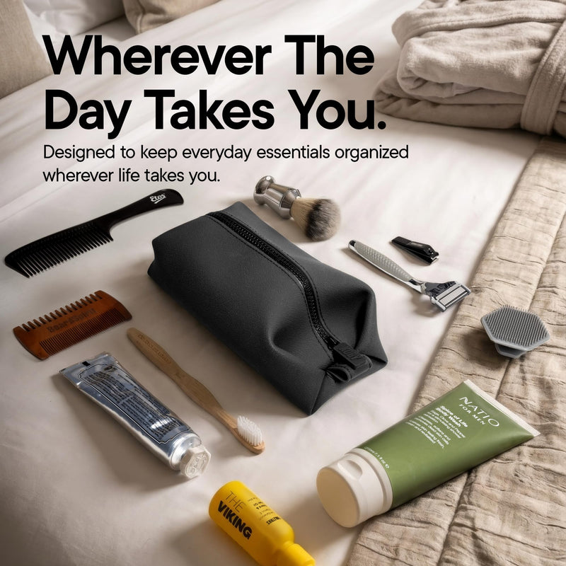 TOOLETRIES The Koby Dopp Kit Toiletry Bag – Lite 9" x 4.5" x 4.5", Charcoal | Compact silicone leak-resistant travel toiletry bag with a heavy-duty zipper that's easy to clean. Lite 9" x 4.5" x 4.5"