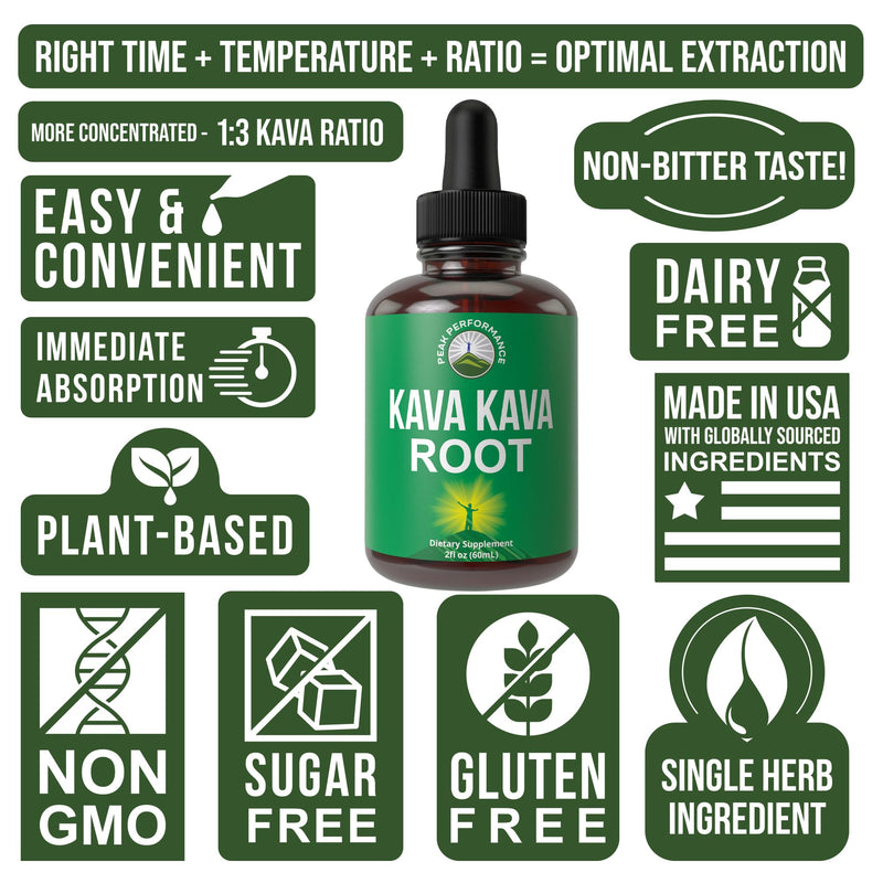 [Australia] - Kava Kava Root Extract Calming Liquid Drops More Concentrated - 1:3 Kava Extraction Ratio. Vegan Supplement Aid for Relaxation, Calming, Natural Sleep. Sugar Free Gluten Free USA Tested Tincture 