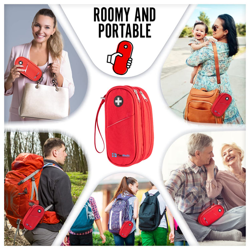 [Australia] - PracMedic Bags Epipen Carry Case- Medicine Bag- 2 Tier Insulin Cooler Travel Case to hold Diabetic Supply, Asthma Inhaler Spacer, Epi Pen, Auvi Q, Diabetes Medication- First Aid Bags Empty (Red) Red 