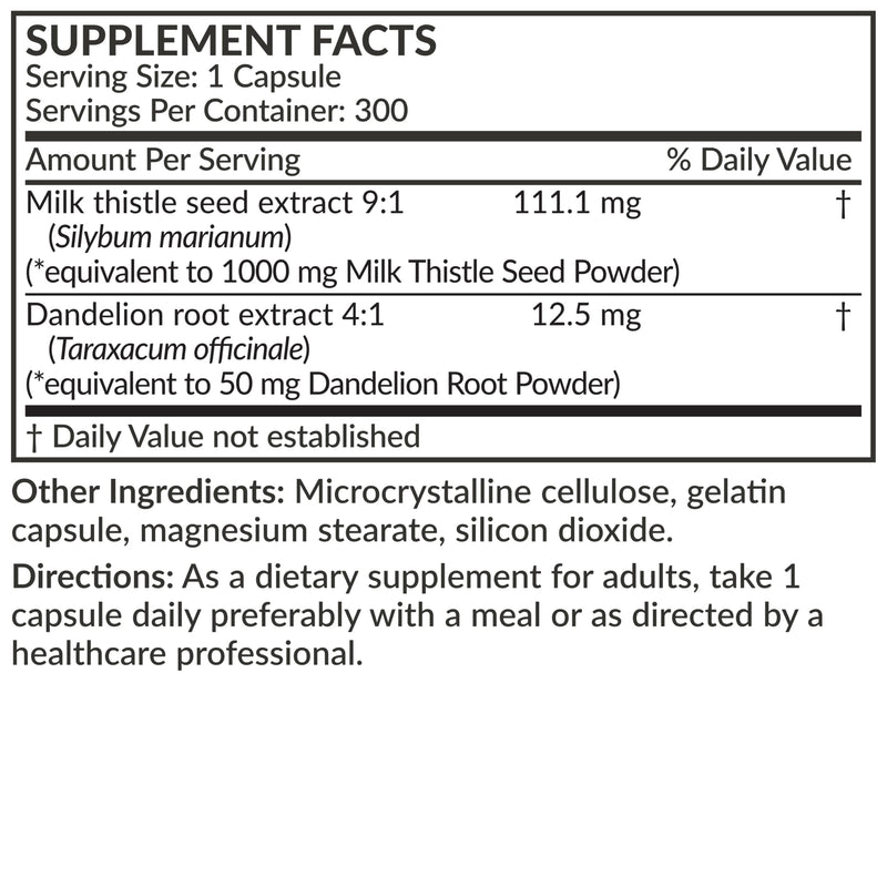 [Australia] - Futurebiotics Milk Thistle Silymarin Marianum & Dandelion Root Liver Health Support, Antioxidant Support, Detox, 300 Capsules 300 Count (Pack of 1) 