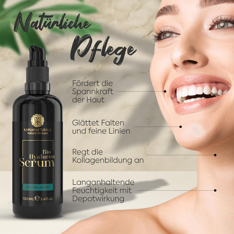[Australia] - ORGANIC Hyaluronic Serum high dosage • 100ml +Vit E & B5 • 7-fold hyaluronic acid serum face ✓100% Vegan&BIO ✓Anti-aging concentrate ✓ Anti-wrinkle serum natural cosmetics ✓Made in Germany ✓Hyaluronic Acid Serum Hyaluronic Serum 