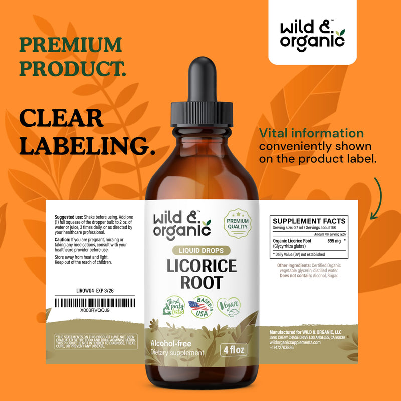 [Australia] - Licorice Root Liquid Extract - Organic Licorice Root Supplement for Respiratory Health & Digestion Support - Glycyrrhiza Glabra Tincture - Vegan, Alcohol Free Drops - 4 fl oz 
