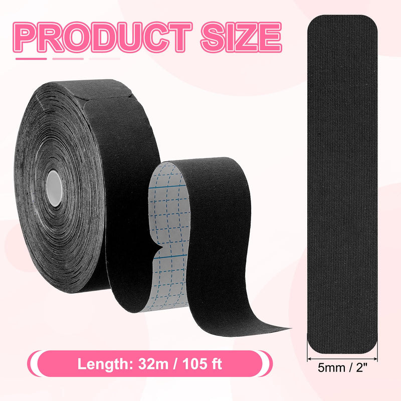 PATIKIL 32M x 5cm Kinesiology Tape Precut, Kinesiology Recovery Tapes Sports Muscle Elastic Athletic Tape for Exercise Knees Strain Joint Support, Black