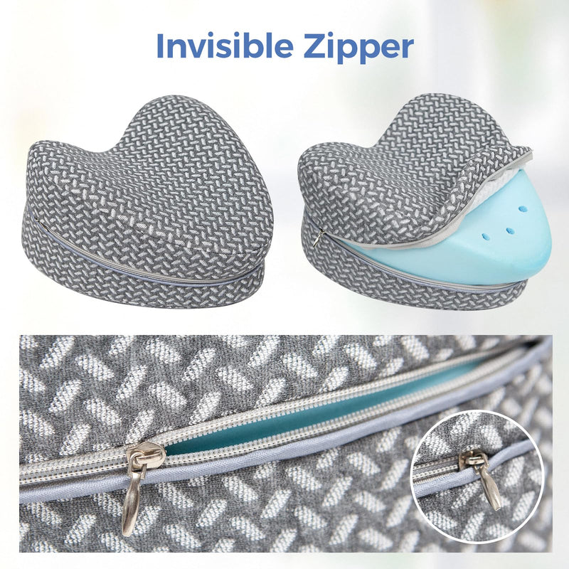 [Australia] - Knee Pillow Cover Replacement for Contour Legacy - Gray Invisible Zippered Case - Pillowcase for Heart Shaped Memory Foam Side Sleeper Pillows, Anti-Pilling Washable Cover Only（Gray Plaid） 