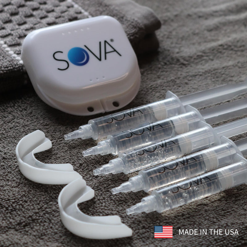 [Australia] - SOVA White - Teeth Whitening Kit - Includes 2 Custom-Fit Trays, 5 Whitening Gel Applicators & Protective Case - Peroxide for Extreme Whitening - BPA, Latex, Phthalates & PVC Free 