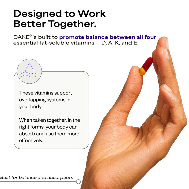 DAKE by Dave Asprey | Synergistic Blend of Essential Vitamins D-A-K-E | Vitamin D2 + K2 + A + E Supplement for Immune Support, Bone & Joint Support, & Heart Health | 60 Day Supply