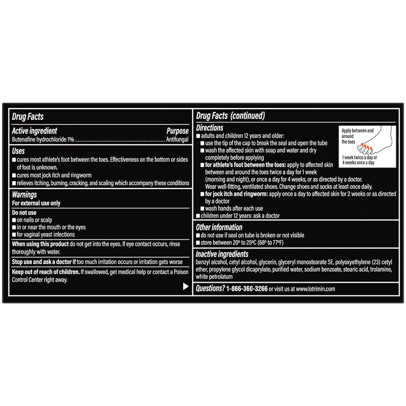 Lotrimin Ultra 1 Week Athlete's Foot Treatment, Prescription Strength Butenafine Hydrochloride 1%, Cures Most Athlete’s Foot Between Toes, Cream, 1.1 Oz Unflavored 30g (Pack of 1)