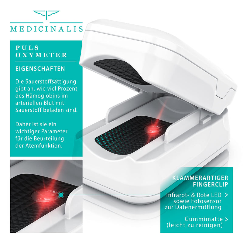 [Australia] - Medicinalis - Pulse oximeter finger - heart rate - SpO2 saturation - battery display - finger pulse oximeter - measurement of pulse and oxygen saturation on the finger - OLED display - alarm - one touch operation 