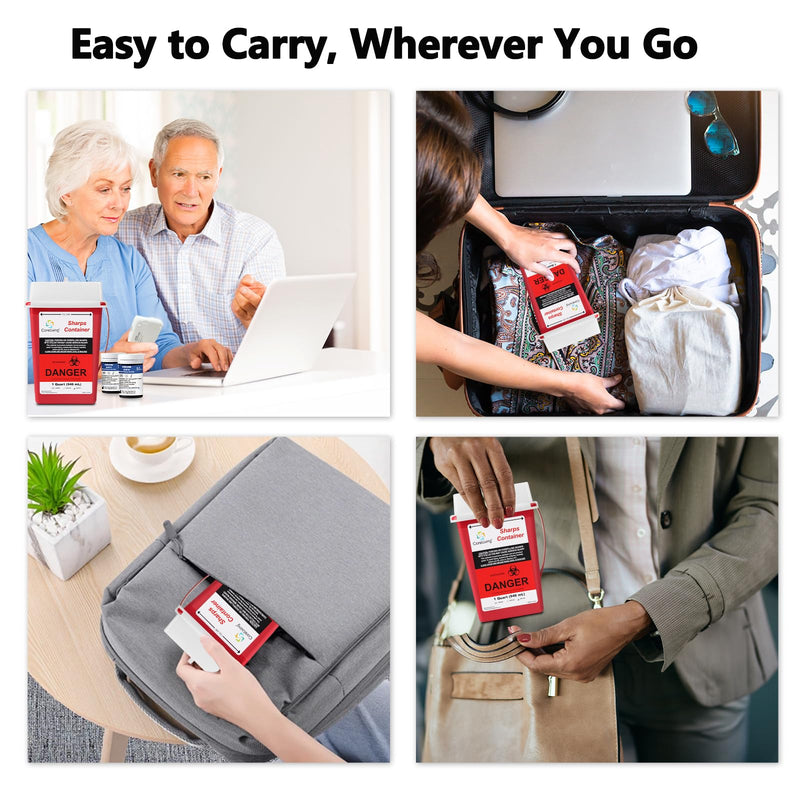 [Australia] - Sharps Container, Sharps Containers for Home Use, 1 Quart (3-Pack), Needle Disposal Containers, Sharps Disposal Container, Small Portable Container for Travel 3 