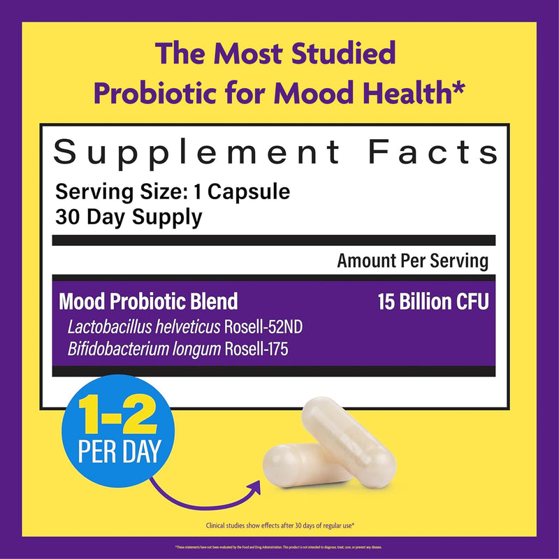 InnovixLabs Mood Support Probiotics for Women & Men (60 Capsules) | Supports Relaxation & Digestive Health, Acidophilus Probiotic w/ Lactobacillus & Bifidobacterium 5 Billion CFU, 30-Day Supply 60 Count (Pack of 1)