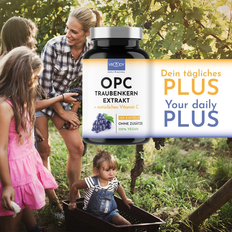 [Australia] - OPC grape seed extract high dose with natural vitamin C - 120 OPC capsules (4 months) with acerola, 100% vegan & natural, OPC high dose only one capsule daily, 95% active ingredient content 66 g (pack of 1) 