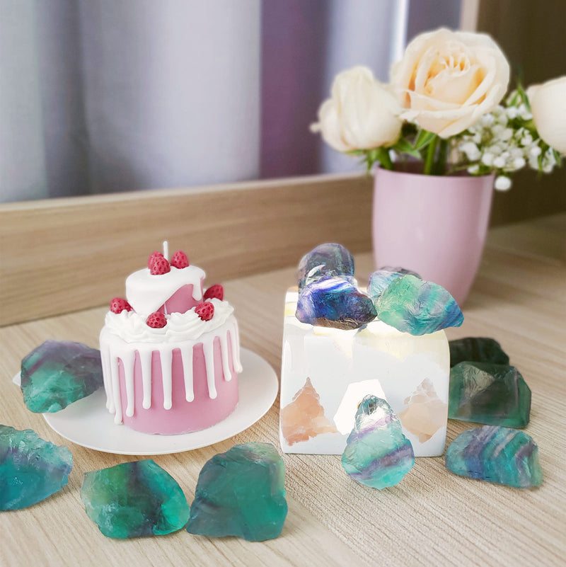 [Australia] - 1 lb Rough Crystals Bulk Raw Rainbow Fluorite Healing Stones for Tumbling, Wire Wrapping, Wicca Reiki,Meditation Rainbow Fluorite Quartz 