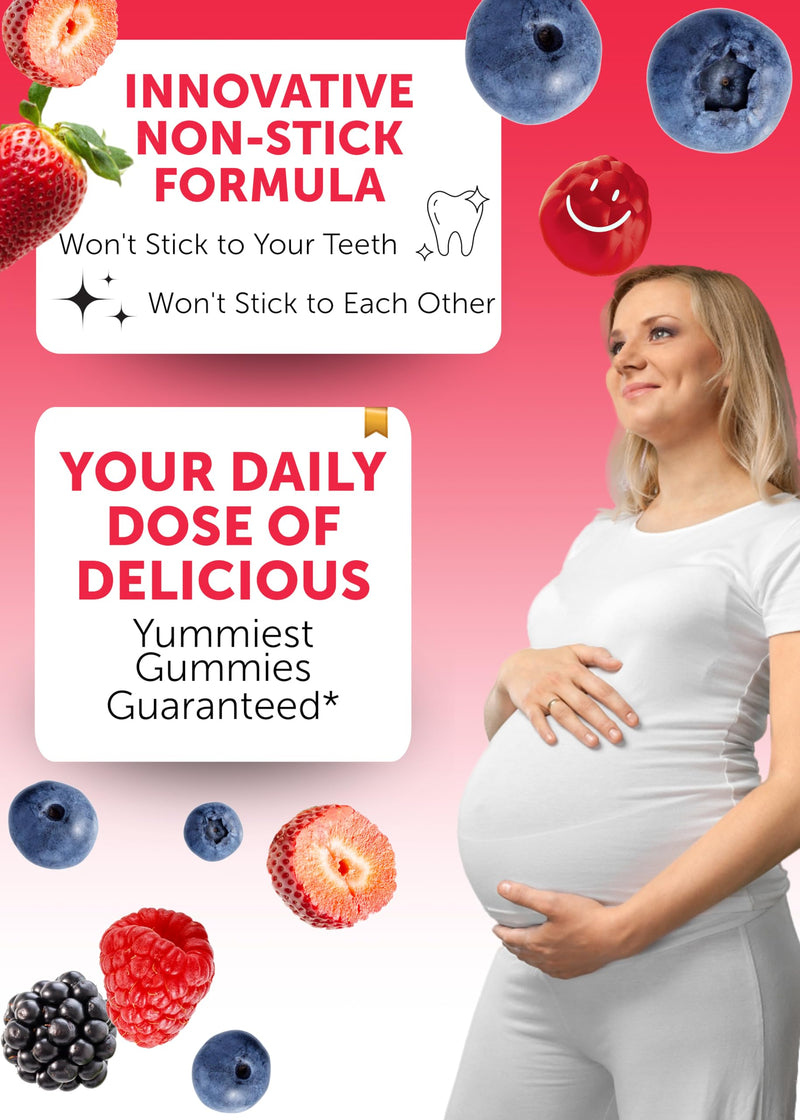 [Australia] - Prenatal Vitamins with Iron & Folic Acid - Proprietary Formula Pregnancy Multivitamin Gummies for Women, 60 Count Single Bottle 