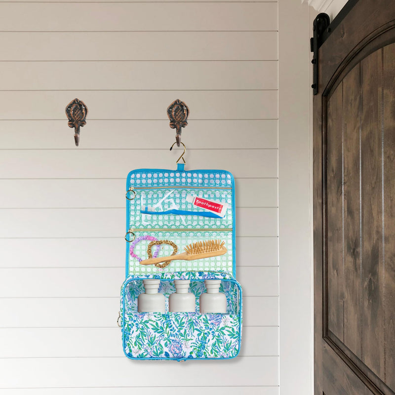 Lilly Pulitzer Hanging Toiletry Bag, Just a Pinch | Travel Cosmetic Bag with Handle, Organization, Hanging Travel Organizer for Makeup & Toiletries with Zipper Pockets