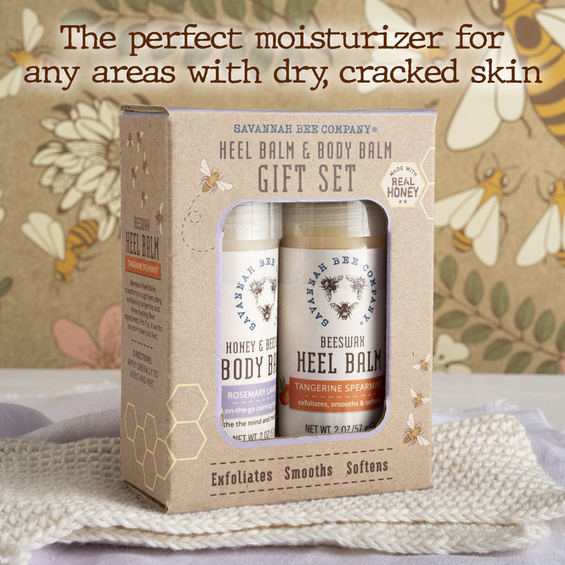 [Australia] - Savannah Bee Heel & Body Balm Duo Gift Set - Beeswax Heel Balm and Honey and Beeswax Body Balm, for Healthy and Hydrated Skin 