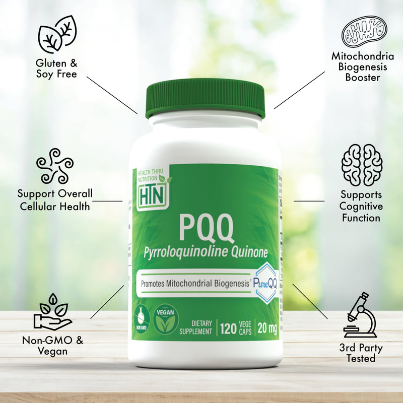 Health Thru Nutrition PQQ + CoQ10 Bundle: 20mg Pyrroloquinoline Quinone & 100mg CoQ10 with BioPerine (120 Servings Each)
