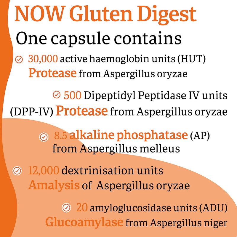 Now Foods, Gluten Digest (Gluten Enzyme), 60 Vegan Capsules, SOYA Free, Gluten Free, Non-GMO, Vegetarian