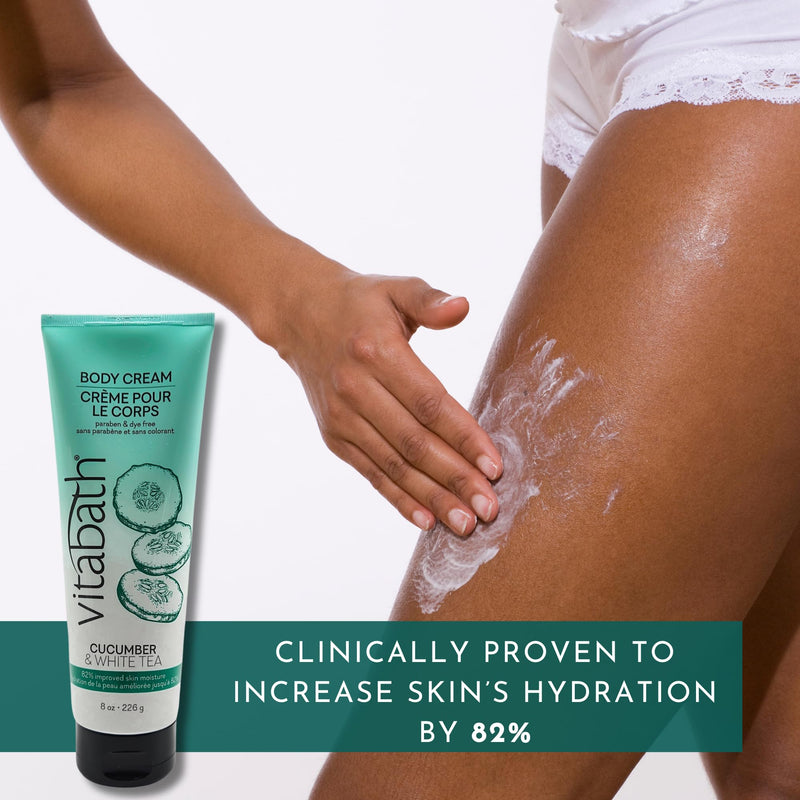 Vitabath Cucumber & White Tea Moisturizing Body Cream - Soothing Hydration Vitamin & Nutrient Skin Care - Replenishing All Over Dry Skin Lotion Moisturizer for Women & Men - 8 Ounce 8 Ounce (Pack of 1)
