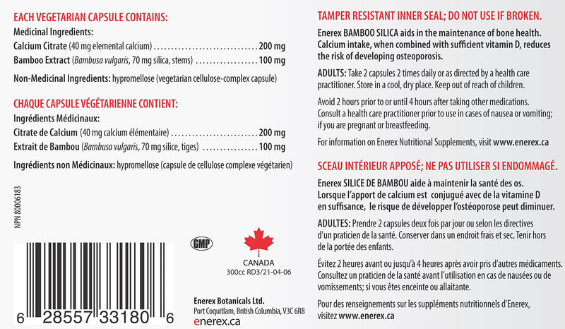 [Australia] - Bamboo Silica with Calcium Citrate - 180 Veggie Caps for Bone & Dental Health, Enhanced Hair, Skin & Nails Growth - Plant-Based Supplement, Bamboo Extract & Organic Silica for Wellbeing 