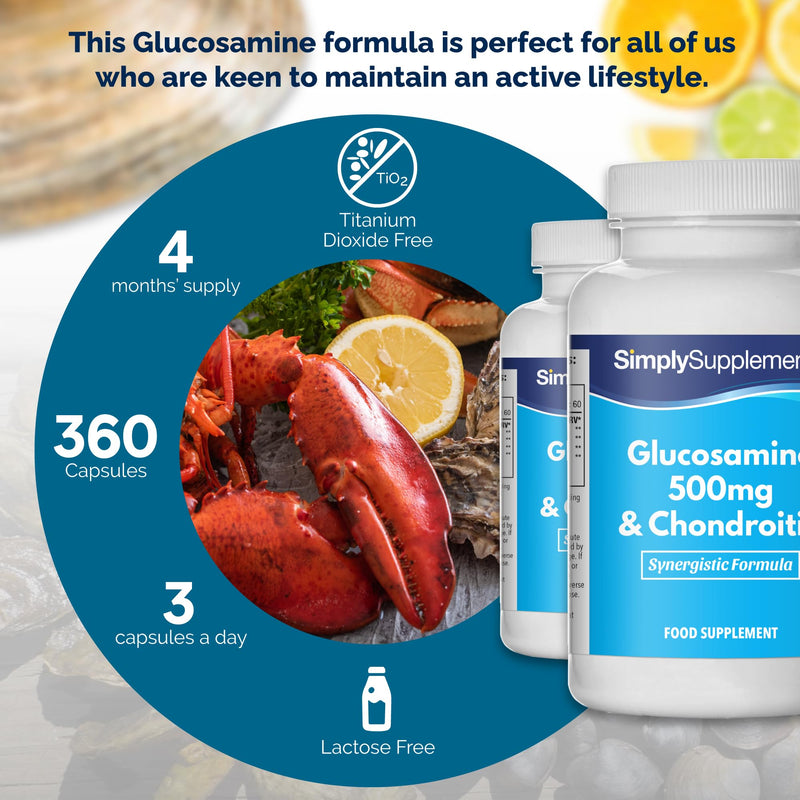 [Australia] - Glucosamine 500mg & Chondroitin 400mg - 360 Capsules - 4 Month Supply - SimplySupplements 