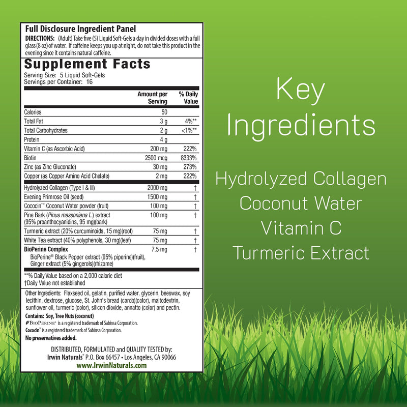 Irwin Naturals Deep Tissue Collagen-Pure Connective Tissue Support (2 Pack) | Structural Collagen Support | 2,000 mg Hydrolyzed Collagen | Joint & Skin Wellness | 2 X 80 Liquid Soft-Gels 80 Count (Pack of 2)
