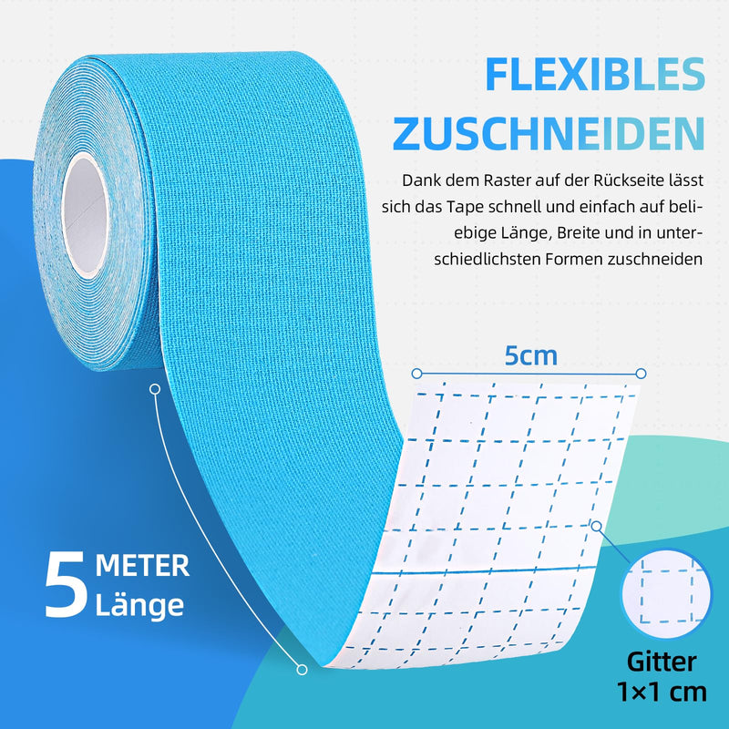 [Australia] - AUXHCYL Tape Sport Kinesio Tapes - 3 Kinesiology Tape Rolls, Classic Sports Tape, Professional Physio Tape, Skin-Friendly Medical Tapes for Shoulder, Knee and Ankle (5m x 5cm) 