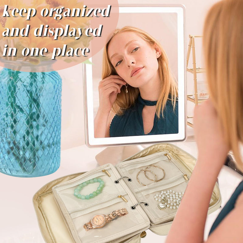2 PCS Travel Jewelry Organizer Cases,Small Jewelry Bags with Clear Zipper Velvet Pouches for Traveling