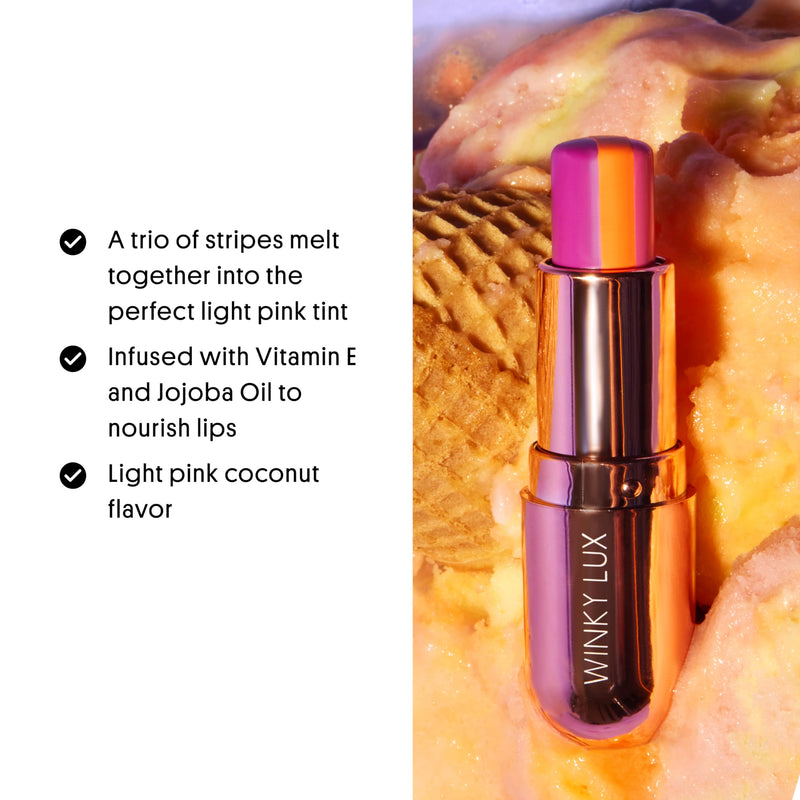WINKY LUX Sorbet Tri-Color Tinted Lip Balm - Hydrating Pink Tint Sorbet - Light Pink