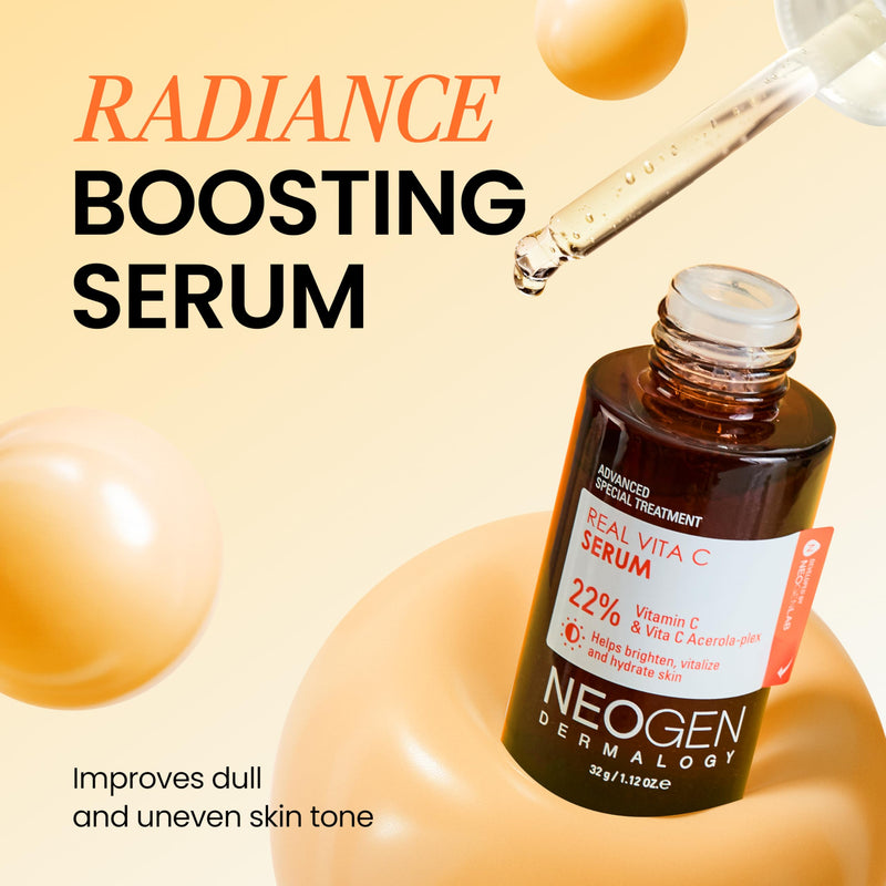 DERMALOGY by NEOGEN Real Vita C Serum - 22% Vitamin C Glow Serum with Ferulic Acid, Niacinamide & Zinc for Dark Spots, Uneven & Dull Skin, Korean Skin Care (32g/ 1.12 oz)