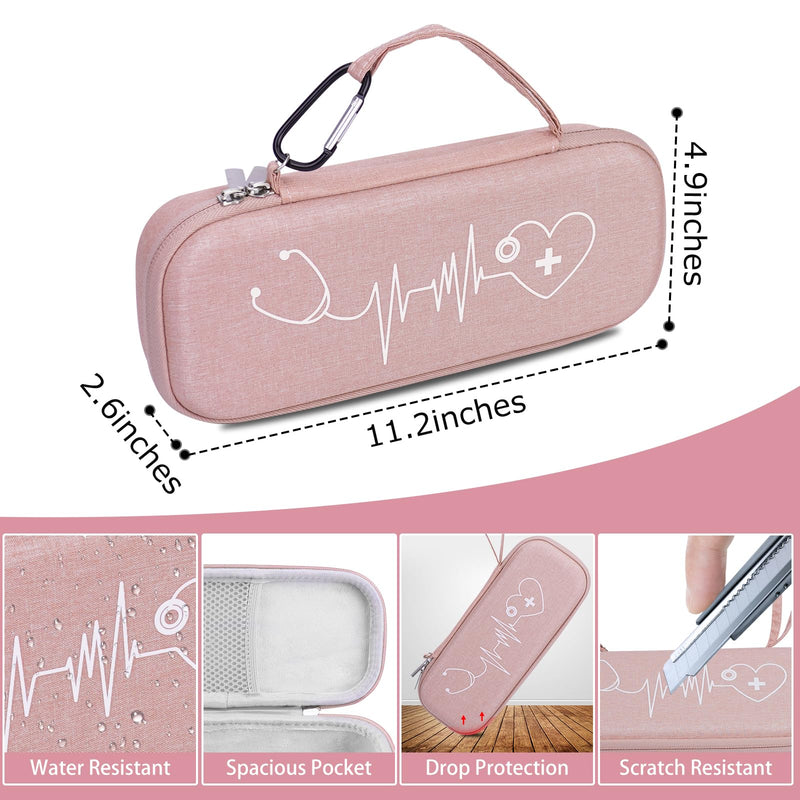 [Australia] - Stethoscope Case for 3M Littmann Classic III, Lightweight II S.E, Cardiology IV Diagnostic, MDF Acoustica Deluxe Stethoscopes, Extra Room for LED Penlight Scissors and Nurse Accessories, Pink 