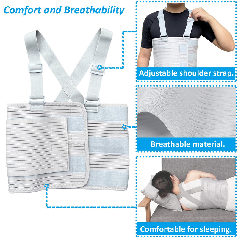 [Australia] - Rib Injury Chest Binder Brace for Cracked Ribs - Elastic Rib Support Belt for Men and Women - Rib Cage Support Belts Chest Compression Wrap for Bruised, Fractured or Dislocated Ribs Protection, Compression Wrap and Chest Support (Large ( Fits 41” - 51”... 