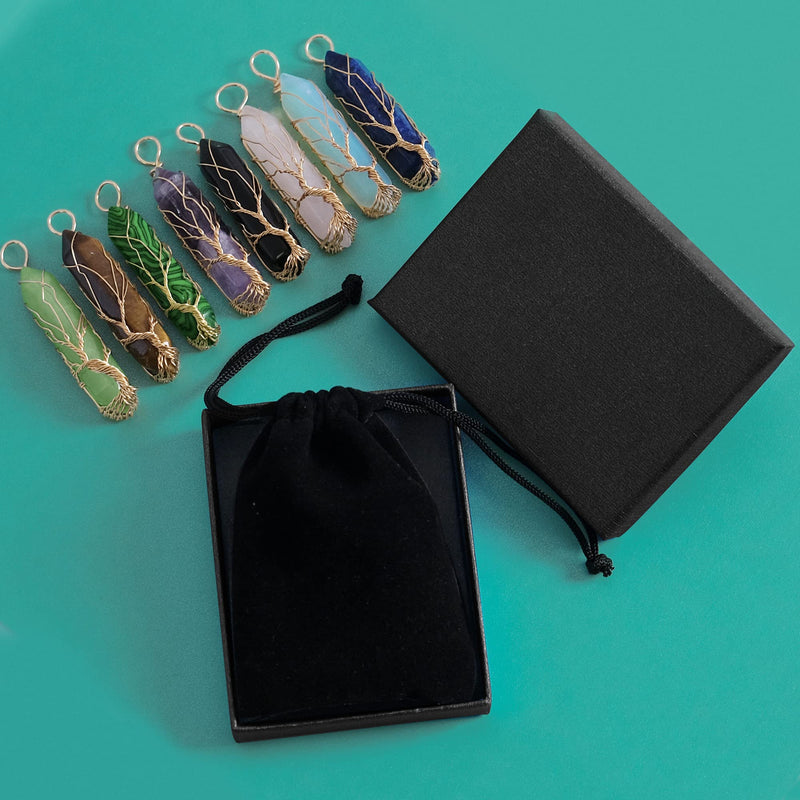 [Australia] - Healing Crystal Necklace Tree of Life Wire Wrapped Natural Stone Point Pendant Necklace Hexagonal Reiki Spiritual Quartz Gemstone Jewelry for Women Men Amethyst 
