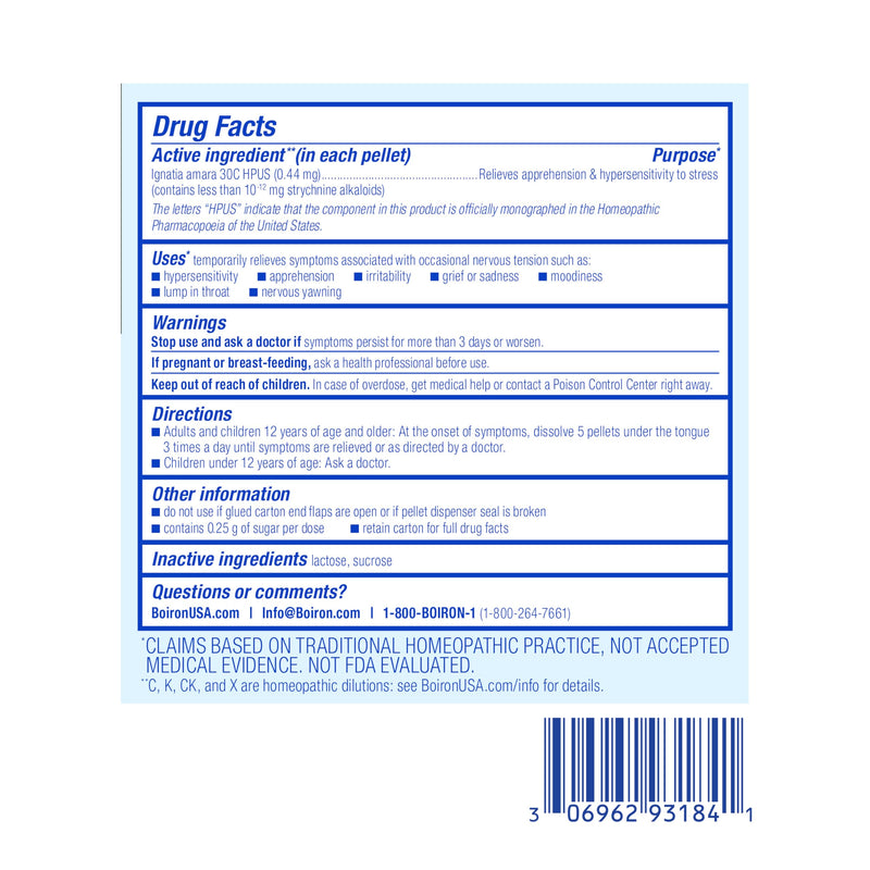 Boiron Ignatia Amara 30C Homeopathic Medicine for Relief from Emotional Stress, Hypersensitivity, Irritability, and Moodiness - (240 Pellets), (Pack of 6) 80 Count (Pack of 6)