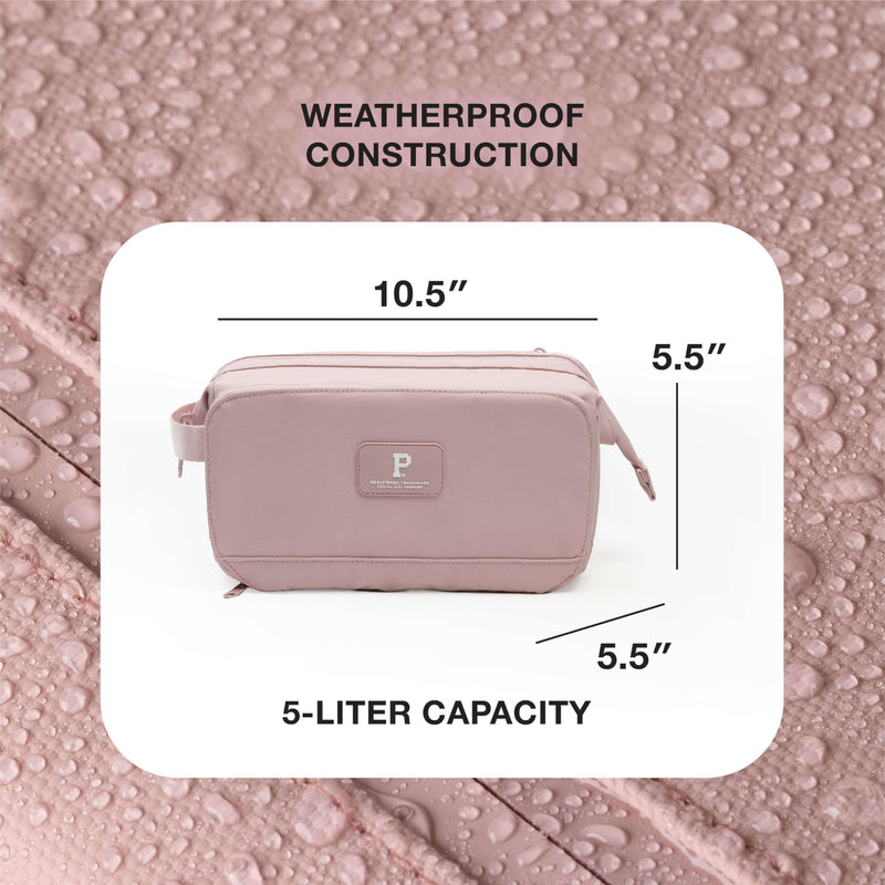 Cascade Dopp Kit, 5L, Blush | Weatherproof Dopp Kit Travel Organizer Bag, Wireframe Top For Easy Access, Interior Organization Pockets