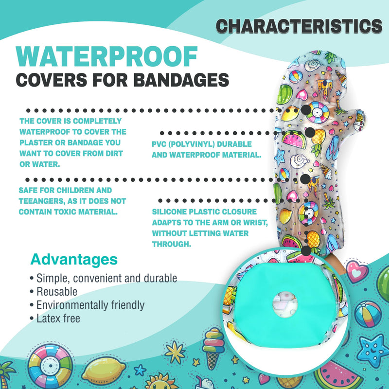 [Australia] - DOJA Barcelona | Plaster protection waterproof hand children 51x24cm | Waterproof PVC plaster protection with silicone closure | Plaster cover child or teenager | Waterproof shower protection for shower or pool 