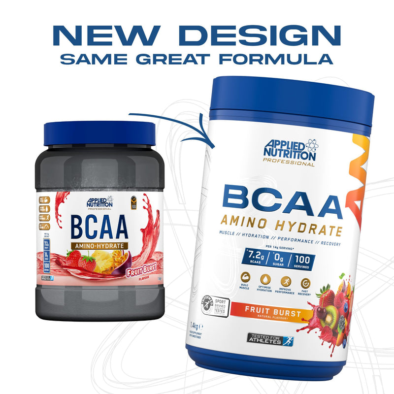 Applied Nutrition Bundle BCAA Amino Hydrate Powder 1.4kg + Lifestyle Water Bottle 1000ml | Branched Chain Amino Acids Supplement, Electrolytes, B Vits, Intra Workout & Recovery Drink (Fruit Burst) Fruit Burst