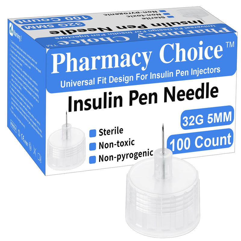 [Australia] - 32G 5MM (3/16‚Äô‚Äô) Insulin Pen Needles, Diabetic Needles for Insulin Injections, 100 Count, Universal Fit, Compatible with Most Pen Injector Device, Super Thin for Diabetes Comfortable Injection 