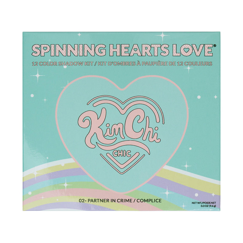 [Australia] - Kimchi Chic Spinning Hearts Love Eyeshadow & Pigment Palette - 12 Shades for Soft Glam to Bold Looks, Long Lasting, Blendable, Cruelty Free, Partner in Crime 0.3 oz 02 Partner In Crime 