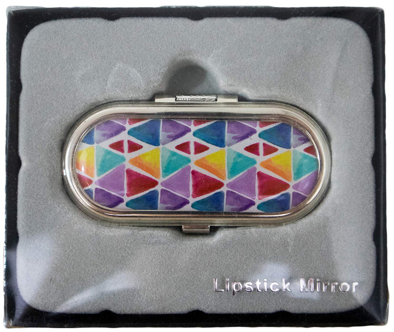 Stephanie Imports Set of 2 Clip-On Round Lipstick Mirrors (Watercolor Triangles) Watercolor Triangles
