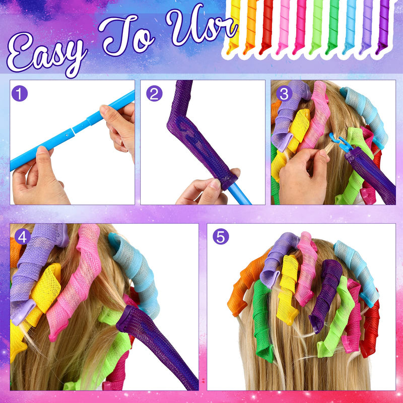 [Australia] - Yilloog 40 Pieces Hair Curlers Kit Heatless Spiral Curlers Tools with 2 Styling Hooks and 1 Storage Bag Multicolor Magic Curls Rollers for Women Long Medium Short Hair Classic Style 