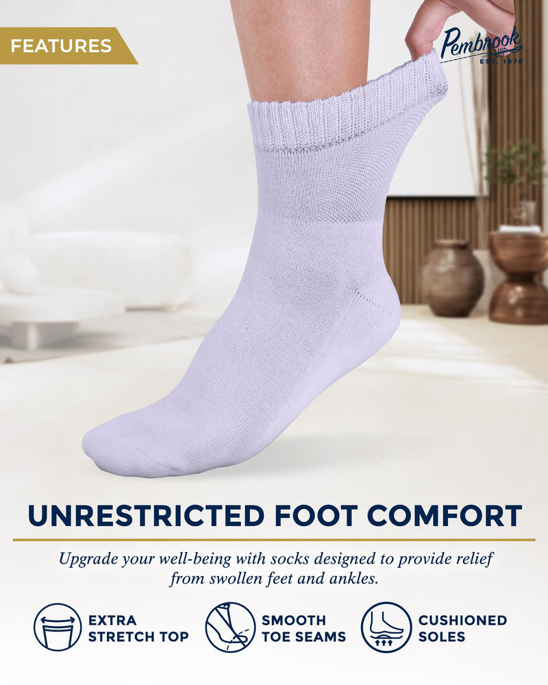 [Australia] - Pembrook Bamboo Viscose Diabetic Socks for Women & Men - 6 Pairs Ankle Socks for Swollen Feet | Neuropathy Socks | Wide Calf and Ankle Socks | Edema Neuropathy Socks for Women Bright Colors Large 