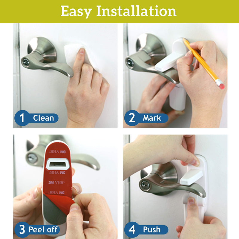 [Australia] - Door Lever Lock (1 Pack) Prevents Toddlers from Opening Doors. 3.25" L * 1.5" W * 4.5" H Easy One Hand Operation for Adults. Durable ABS with 3M Adhesive Backing. Simple Install, No Tools Needed. White 1 Count (Pack of 1) 