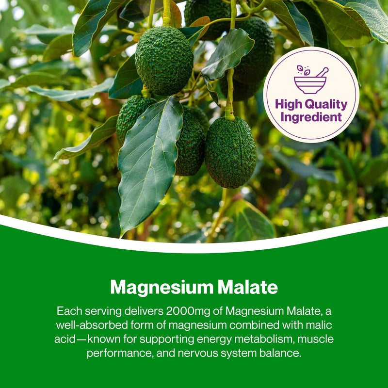 Hepatica Magnesium Malate | 2,000 mg per Serving | 180 Vegan Capsules | GMP & 3rd Party Lab Tested