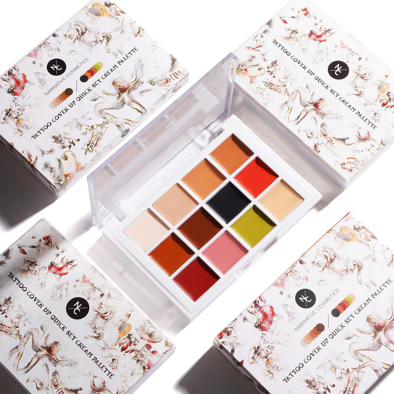 [Australia] - Narrative Cosmetics Tattoo Cover Up Makeup Palette | Quick-Set Waterproof Cream Concealer for Tattoos, Scars & Blemishes | Long-Lasting, Smudge-Proof Formula for All Skin Tones 