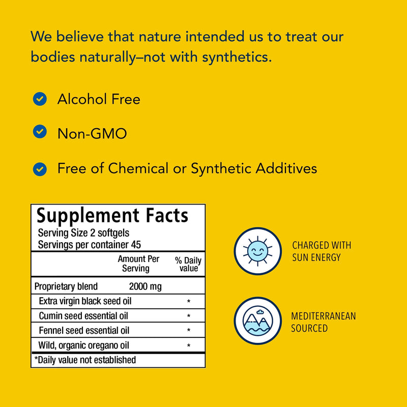 [Australia] - NORTH AMERICAN HERB & SPICE Black Seed Oil 1000 mg - 90 Count - Liver, Gallbladder & Intestinal Function - Heart & Digestive Health - Black Seed Oil, Oregano Oil, Fennel - Non-GMO - 45 Servings 