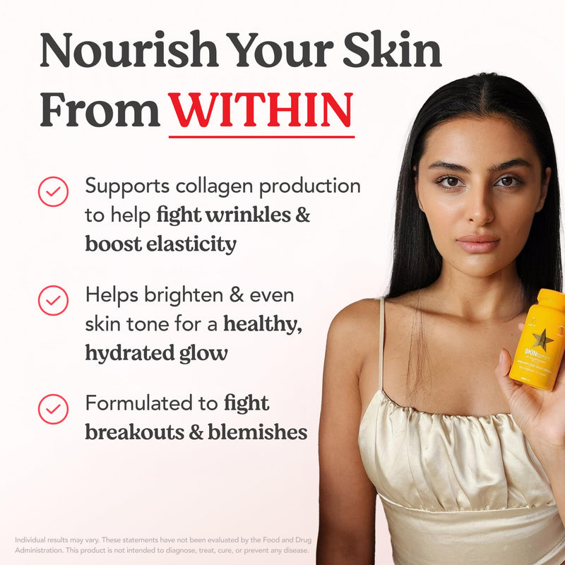 SKINtamin Vegetarian Collagen Pills | Best Collagen Supplements for Women to Support Skin Firmness and Wrinkles | Skin Supplement Formulated to Help Reduce Blemishes