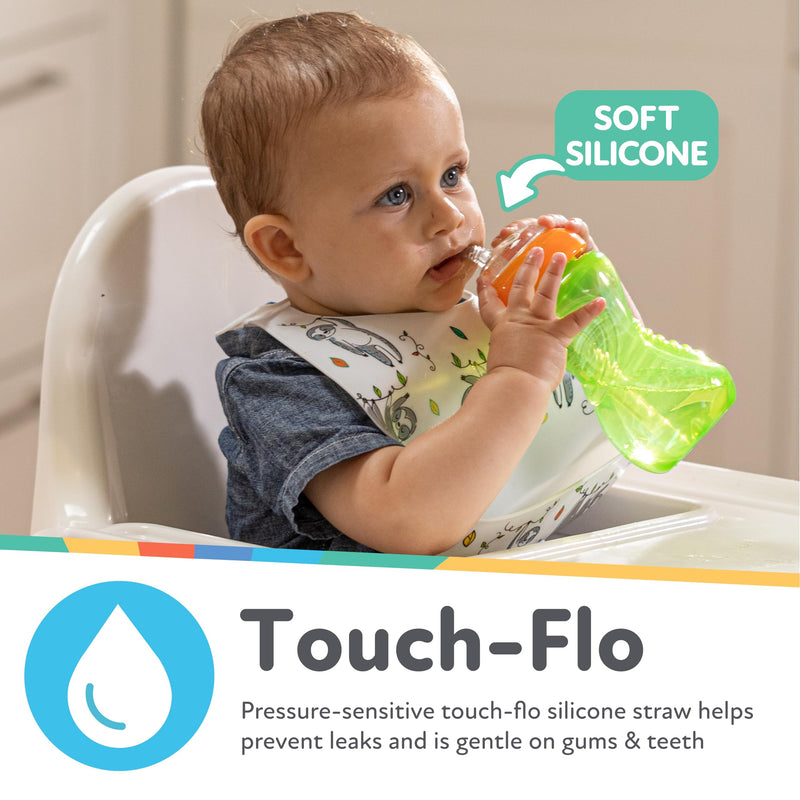 [Australia] - Nuby No-Spill Sippy Cup with Flex Straw - (3-Pack) 10-Ounce Bottles - Sippy Cups for Toddlers 12+ Months - Neutral Color Training Cups for Toddlers Soft Straw 10.1 Ounces Blue, Green & Yellow 