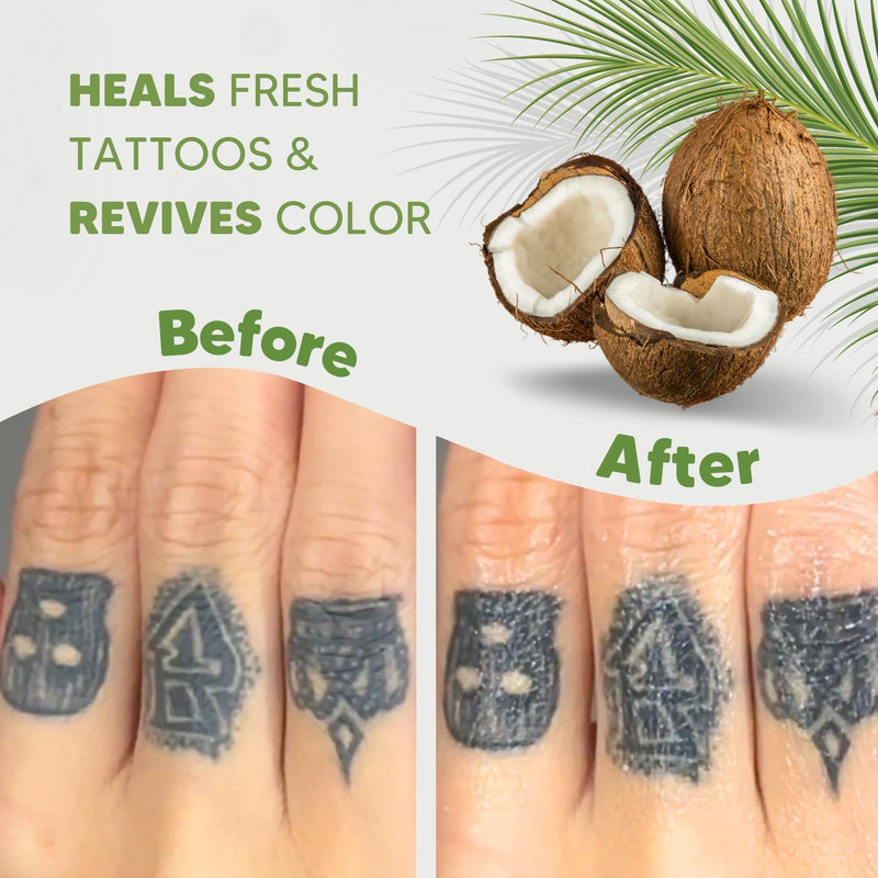 [Australia] - BodyJ4You Tattoo Aftercare Balm - New Tattoo Recovery Cream Moisturizer - Non Greasy Vegan Butter Enhancing Color - Safe Lotion Old Tattooed Skin Sun Protection Natural Skin Care - 4 Oz 